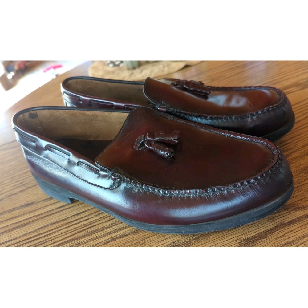 Hitchcock Wide Shoes For Men Size 13 3E‎  Burgundy Leather Tassel Dress Loafers
